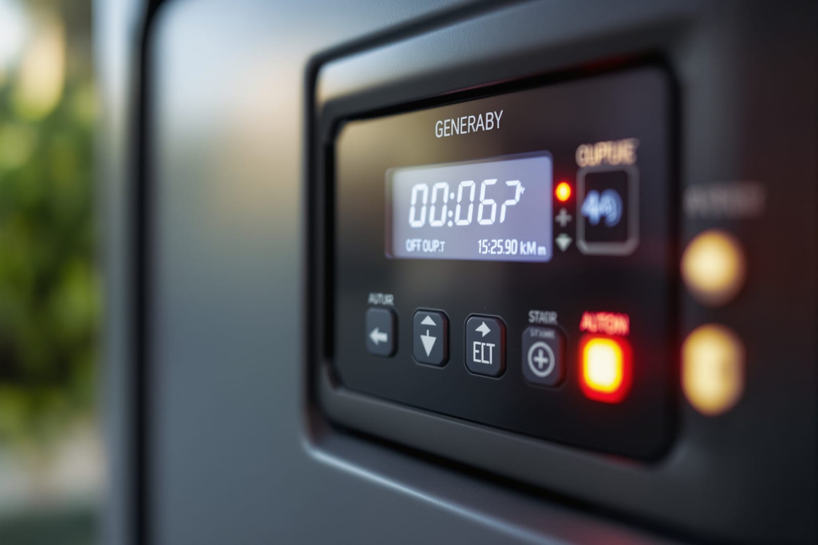 Modern standby generator digital control panel close up