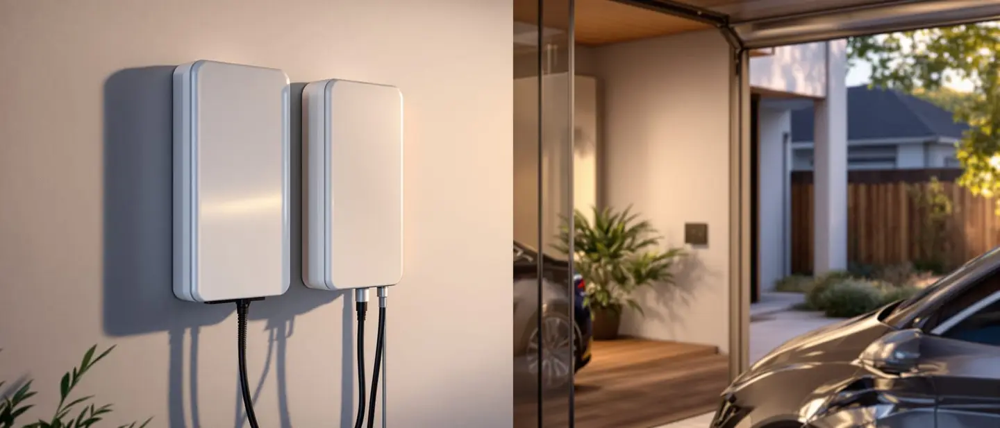 Modern residential EV charger installation in garage